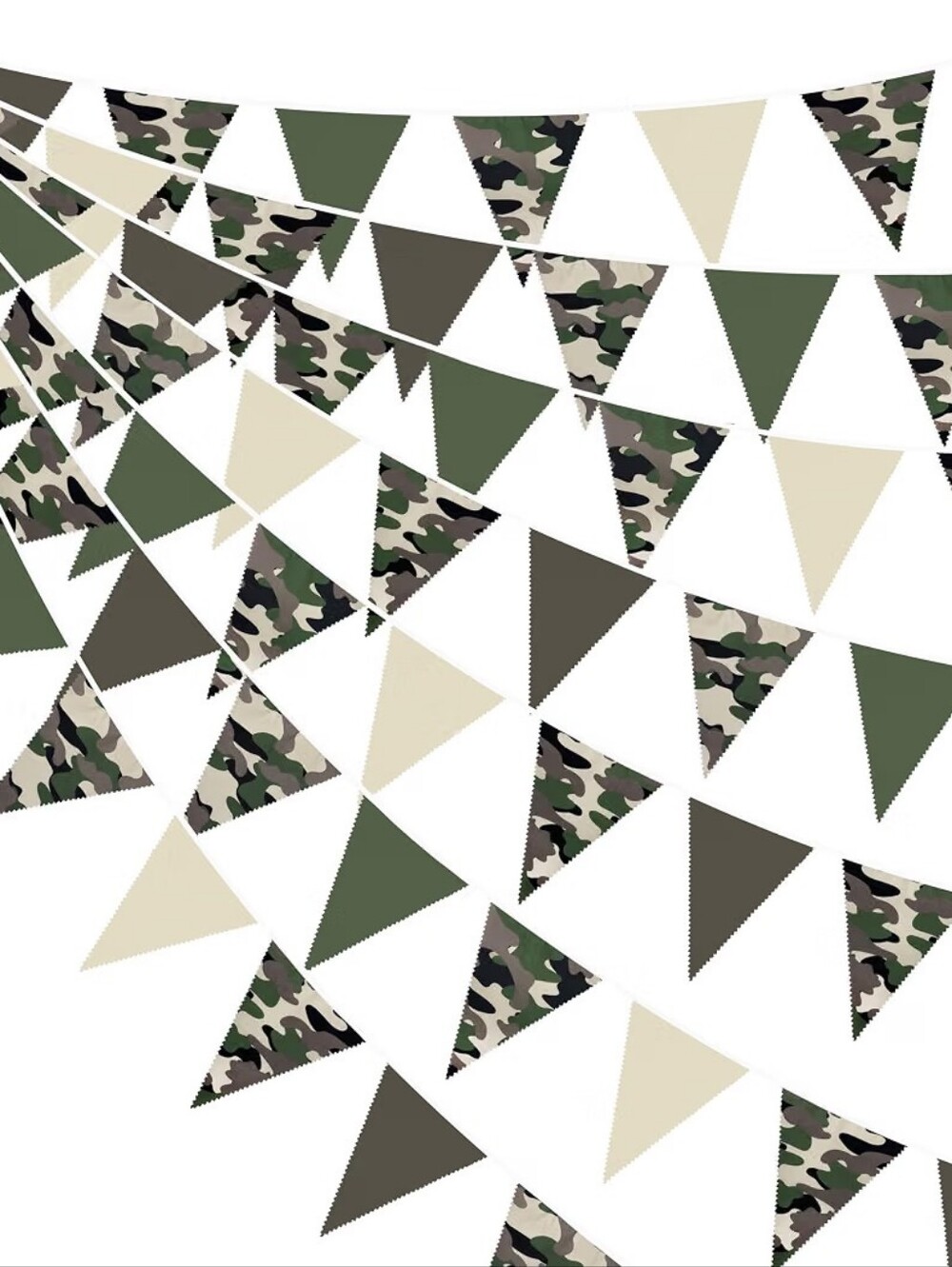 Camo Party Pennant Banner - Olive, Tan & Brown Camo Flags